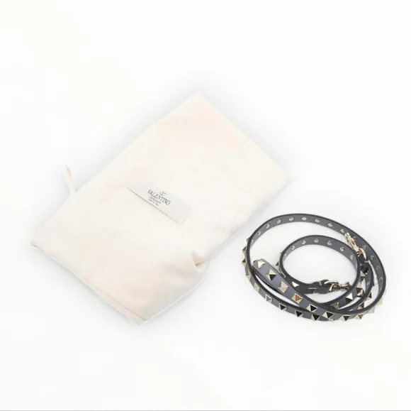 Valentino Garavani Floral Rockstud Crossbody 2way Tote Bag Gray Cream Leather - Picture 7 of 10